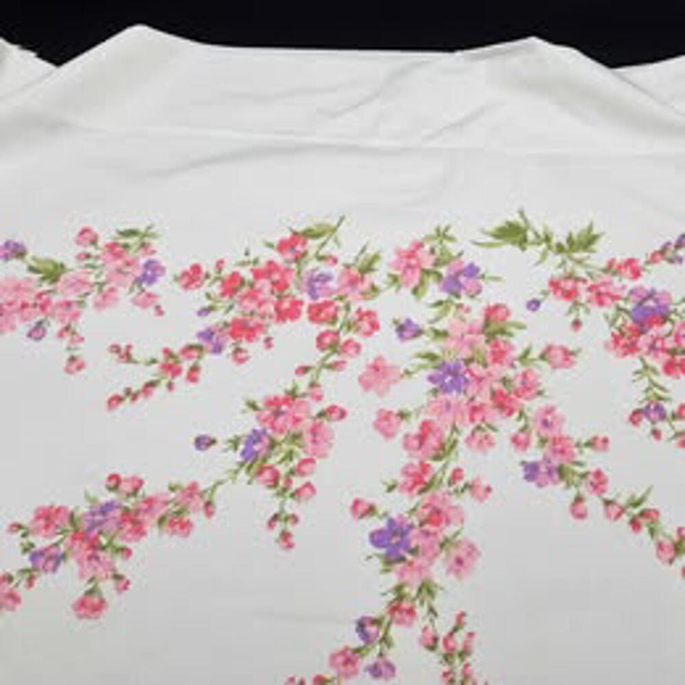 Vintage Twin Flat Sheet Pretty Pink & Purple Floral Likely Percale & ERMA-PRESTO